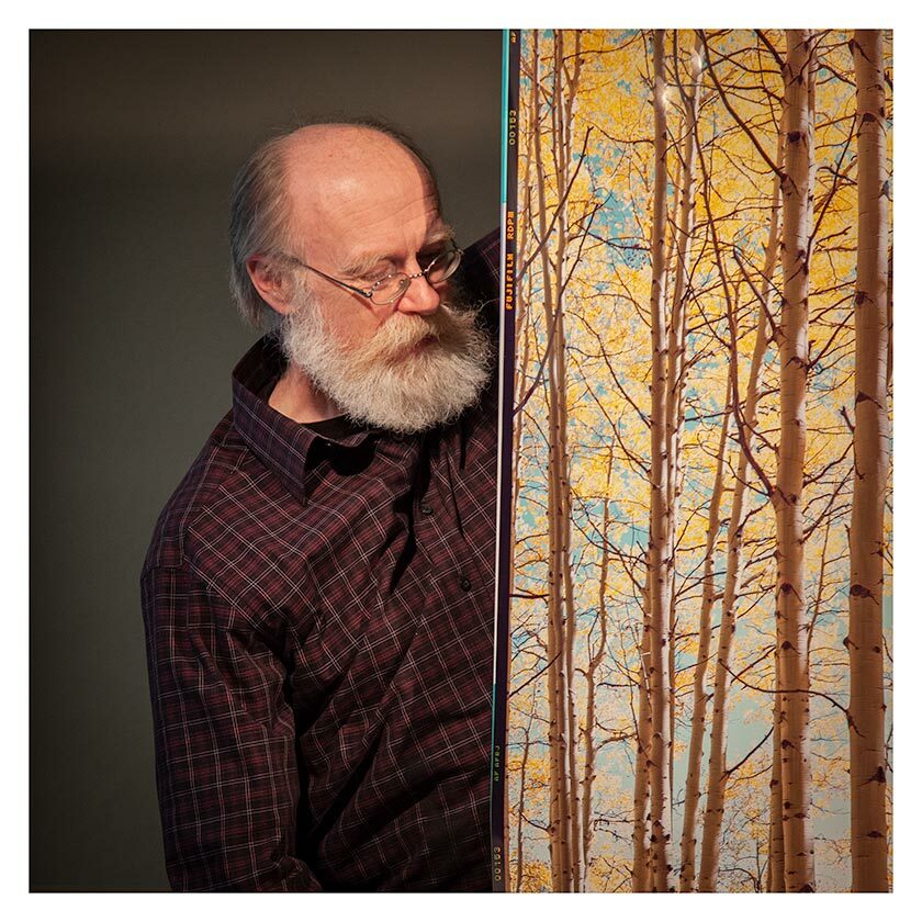 Christopher Burkett showing Cibachrome work prints.
